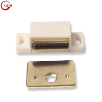 High quality white plastic cabinet door catch with plate