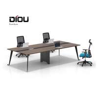 Exclusive and modern L-shape office meeting table with metal cable management of office furniture